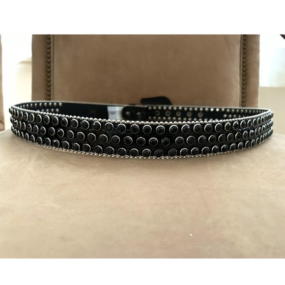 Industrial Indigo Black Rhinestone Studded Belt Unisex MWT Size 42 (Size XL) - Picture 10 of 12